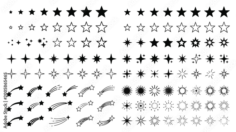 Fototapeta premium Collection of Star Sparkle Icons for Creative Design Projects