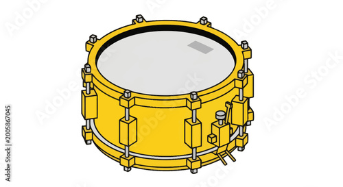 Cuadro en lienzo Golden Snare Drum, Percussion Instrument, Musical Equipment Isolated