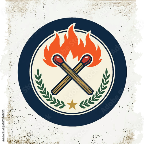 Tableau sur toile Crossed matches with burning flame.