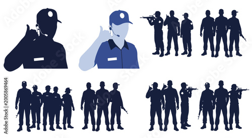 Fotografie Security Personnel Silhouettes, Security Guard and Special Forces Team