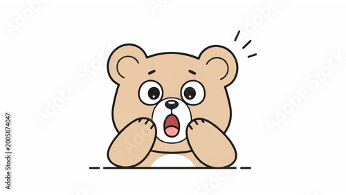 Tablou pe pânză Cute cartoon bear with shocked expression.