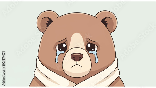 Cuadro en lienzo Sad brown teddy bear crying emotionally.