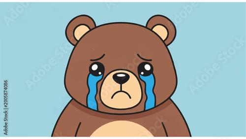 Obraz na plátně Sad Brown Teddy Bear Crying Tears.