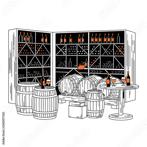Wine Bar with Barrels – Concept of Hospitality and Tasting