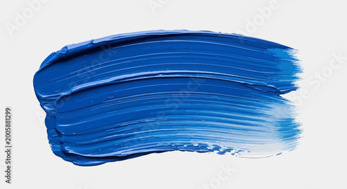 Vibrant Blue Paint Brush Stroke on White Background - Artistic Swatch
