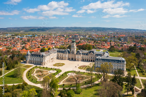 Aerial view of the Festetics Palace in Keszthely, near Lake Balaton.