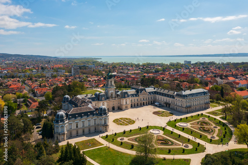 Aerial view of the Festetics Palace in Keszthely, near Lake Balaton.