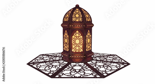 Ornate Metal Lantern with Intricate Design.