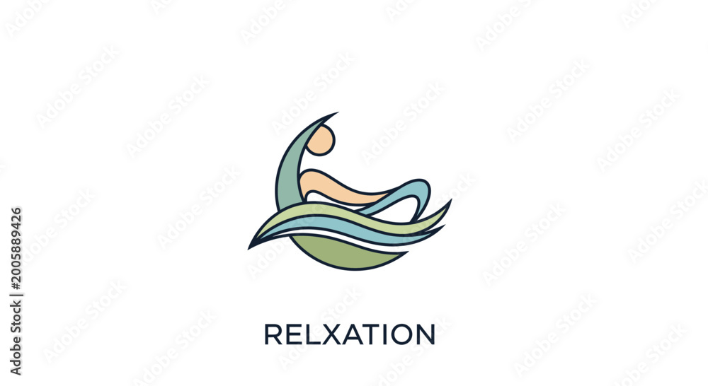 Fototapeta premium Abstract Yoga Pose Icon with Pastel Colors and Gentle Waves