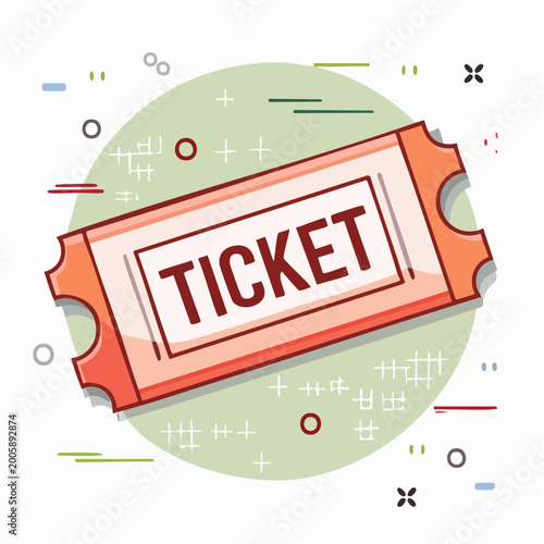Illustration of a single ticket with the word TICKET on it