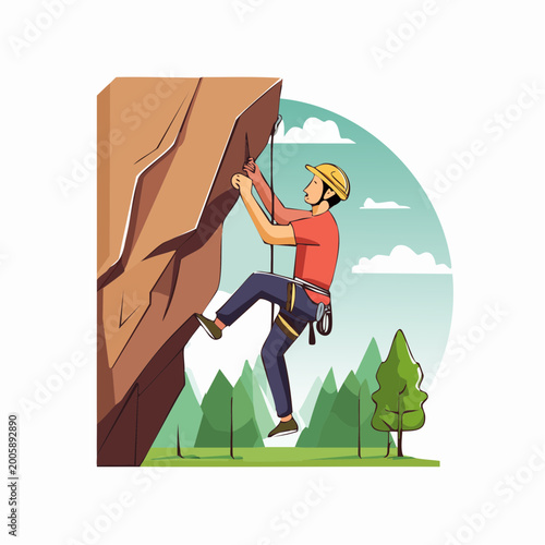 Man Rock Climbing Outdoors