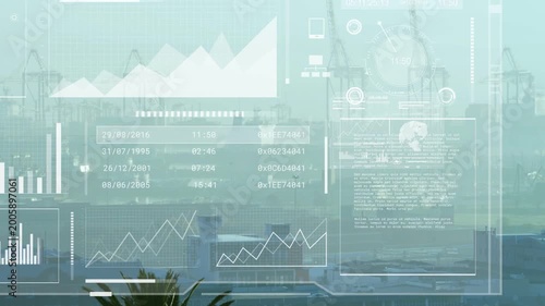 Faint HUD appearing, semi-transparent dashboard growing and sliding right, visualizing port data