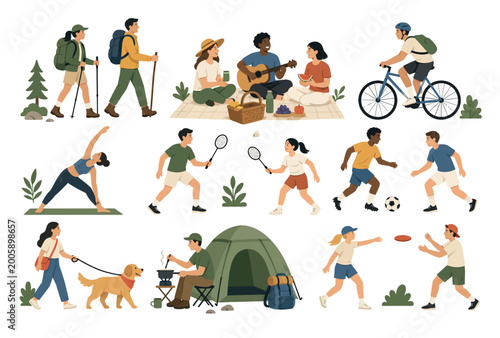 Cuadro en lienzo People Enjoying Outdoor Leisure Activities.