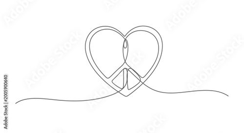 Tableau sur toile Heart with peace sign inside.