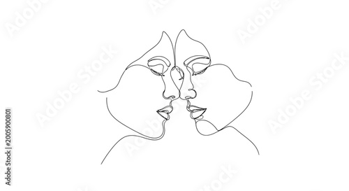 Foto Minimalist drawing of two faces.