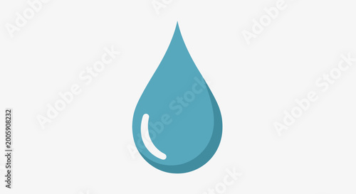 Fényképezés Single blue water drop with a subtle highlight, symbolizing purity and freshness