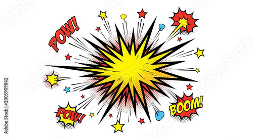 Comic Book Explosion Effect with POW and BOOM Text