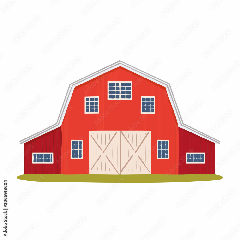 Obraz premium Red Barn with Large Doors and Windows