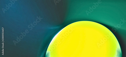 Bild auf Leinwand yellow curved fulfilled shape on green background
