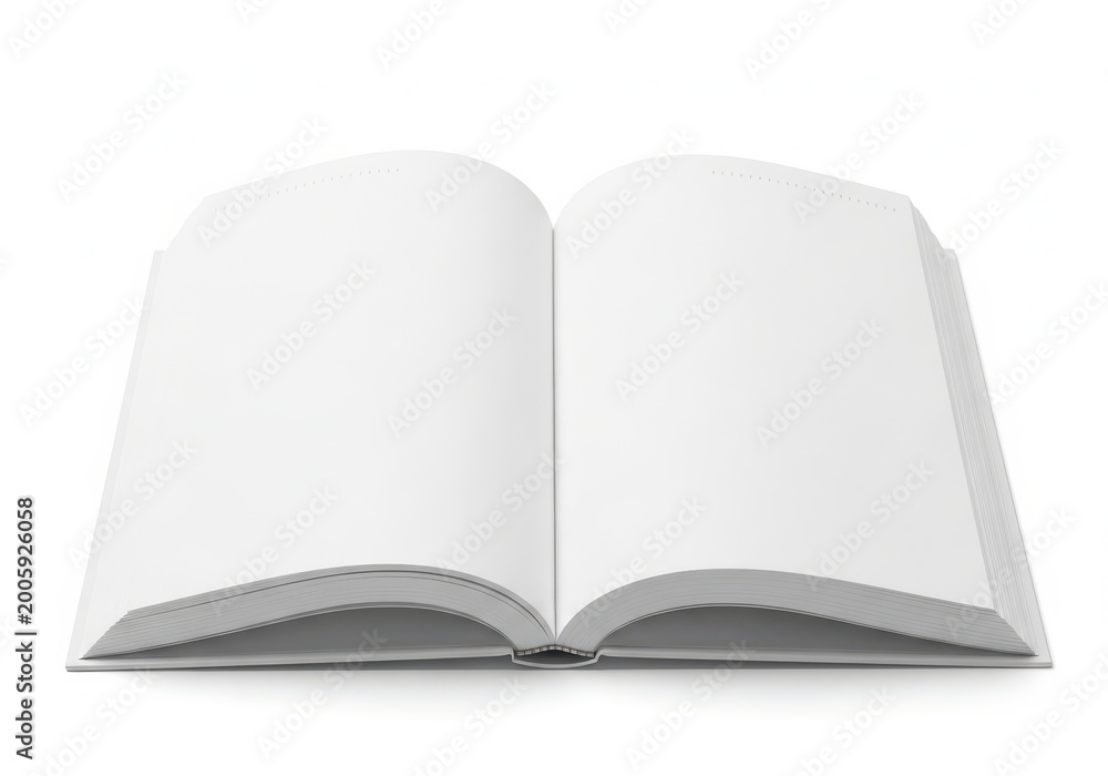 Fototapeta premium Open blank book showing empty pages with natural light