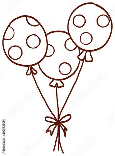 cute polka dot balloons bouquet doodle illustration festive birthday decoration hand drawn cartoon balloons tied with ribbon simple line art