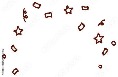 festive confetti frame doodle illustration hand drawn stars and shapes scattered border for birthday celebration decoration simple cartoon line art