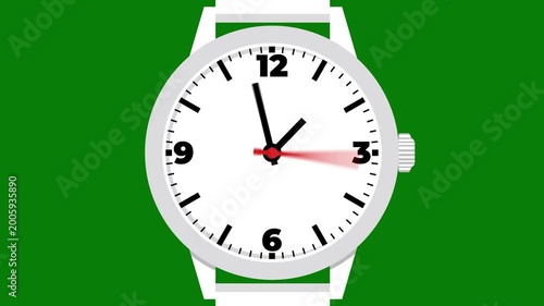 3 Hours Fast motion hand clock watch animation and green background design.