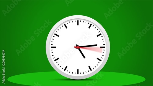 12 Hours Fast motion hand clock watch animation and green background design.
