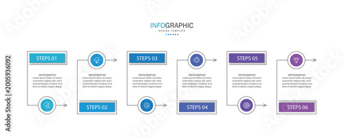 Vector infographic label template with icons. 6 options or steps. Infographics for business concept.