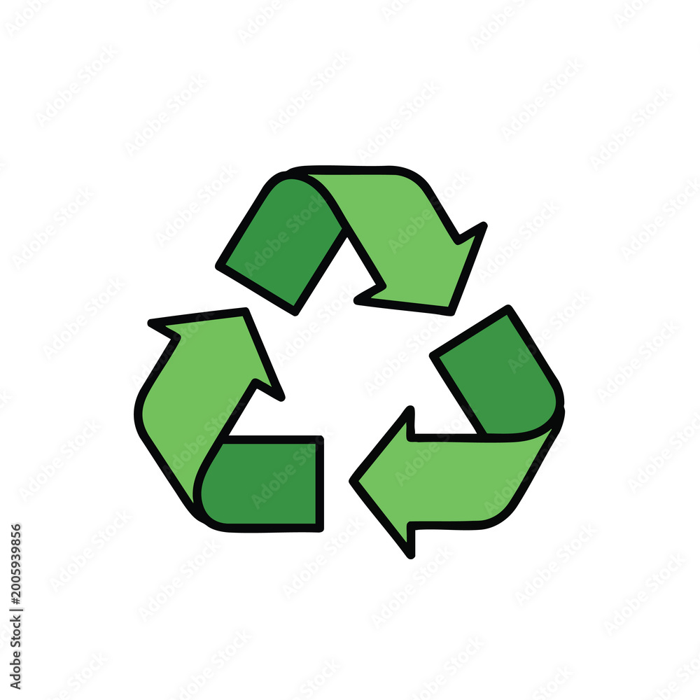 Fototapeta premium Green recycling symbol icon representing sustainability and eco friendly practices.