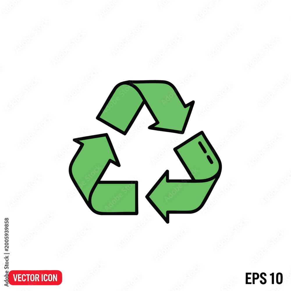Obraz premium Green Recycling Symbol Icon Illustration.