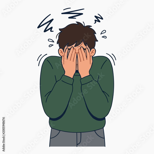 Facing the Unknown: A person struggles with anxious thoughts, the weight of worry evident in the posture and expression.