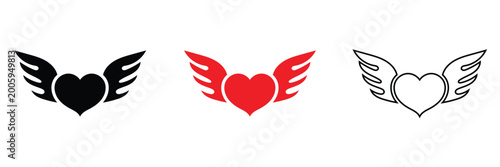 Obraz na płótnie Winged Heart Icon Set