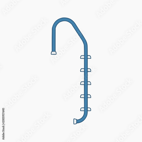 Pool Ladder: A sleek, minimalist illustration of a pool ladder, its curved design and ladder steps suggestive of relaxation and aquatic recreation. 