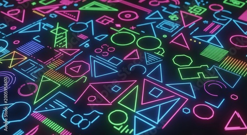 Colorful Neon Geometric Pattern Design