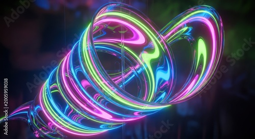 Colorful Neon Light Swirls in Motion