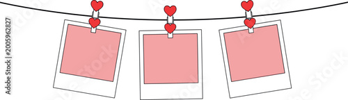 Принти на полотні Hanging Photo Frames with Heart Clips for Valentine, Memory, and Romantic Decora