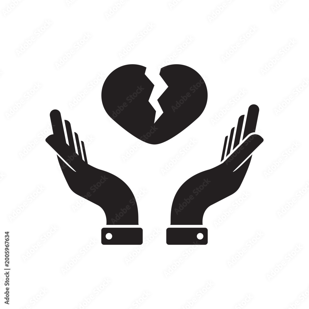 Obraz premium Broken heart icon. Vector icon isolated on white background.