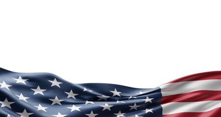 American flag banner design isolated on transparent background  with copy space for 4th of july Happy Independence day 3D render