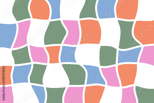 Abstract Patchwork Pattern With Wavy Lines