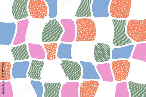 Abstract Patchwork Pattern With Wavy Lines