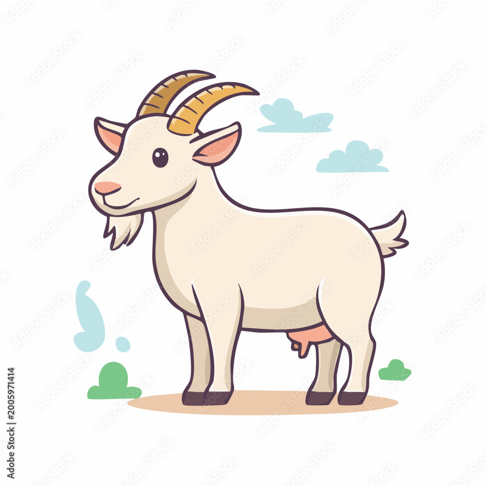 Fototapeta premium Cute cartoon goat illustration