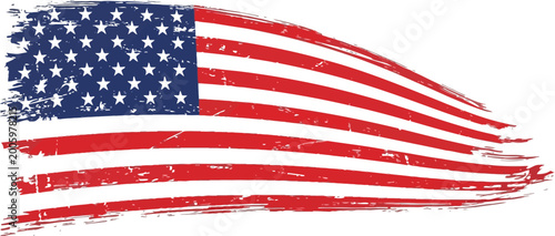 A stylized, distressed American flag with a grunge texture, symbolizing patriotism and American heritage. Features faded red and white stripes and a worn blue canton with stars.
