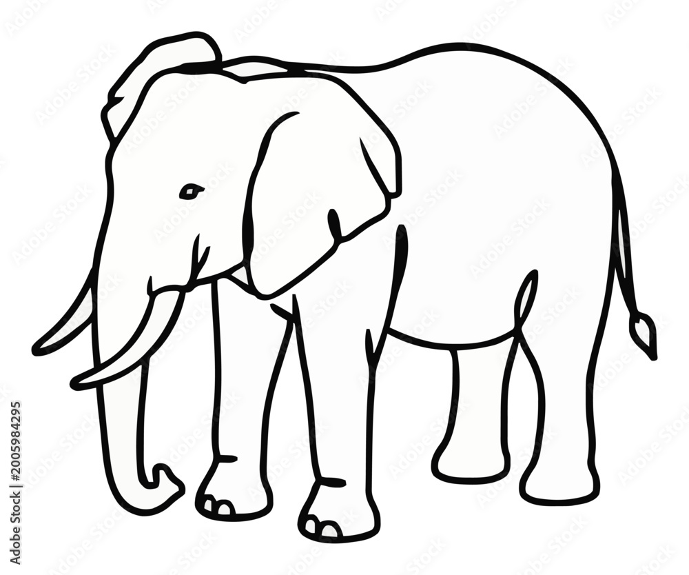 Fototapeta premium African elephant wildlife line art icon. Generative AI