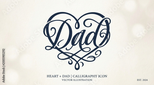 Photos Heart shaped calligraphy icon with 'dad' text in elegant cursive script on beige