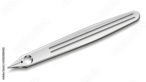 Schilderij op canvas Elegant silver fountain pen nib illustration isolated on white background