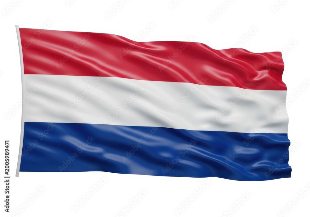 Obraz premium Flag of the netherlands waving, isolated on white background