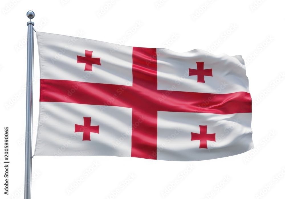 Obraz premium Flag of georgia waving on a flagpole against a clear sky background