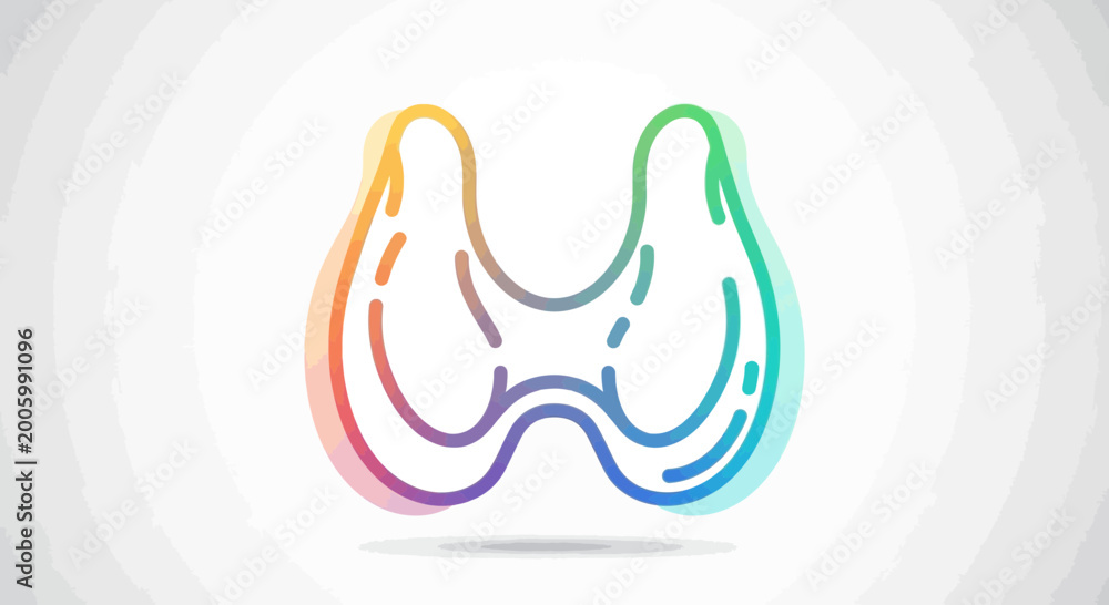 Fototapeta premium Abstract colorful thyroid gland icon, human endocrine system organ, medical illustration