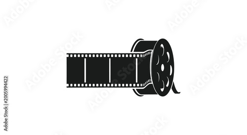 Photos Black silhouette of a film reel with sprocket holes and central hub silhouette h
